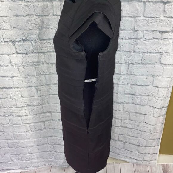 Max and Cleo midi bodycon layered dress w/cap sleeves black sz 10 - Picture 8 of 12